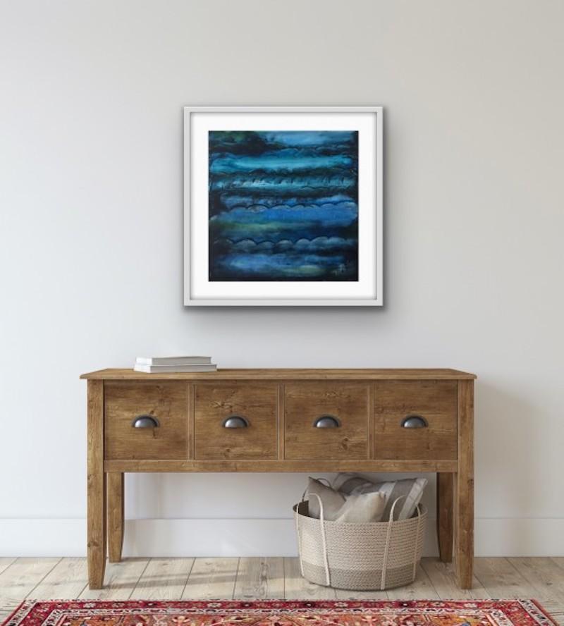Blue Cloud Waves, original painting, abstract art, affordable art, impressionism - Painting by Fleur park