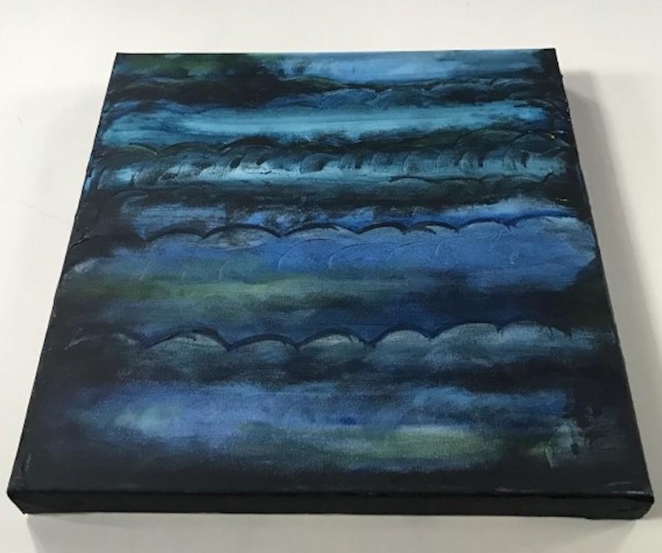 Blue Cloud Waves, original painting, abstract art, affordable art, impressionism For Sale 1