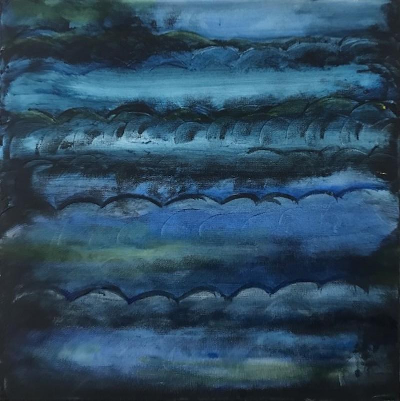 Fleur park Abstract Painting - Blue Cloud Waves, original painting, abstract art, affordable art, impressionism