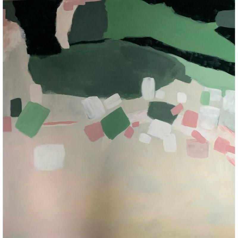 Fleur park Landscape Painting - Coastal Abstraction Green and Pink, Fleur Park, Paintings for interiors
