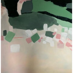 Abstrakte Küstenabstraktion in Grün und Rosa, Fleur Park, Gemälde für Innenräume