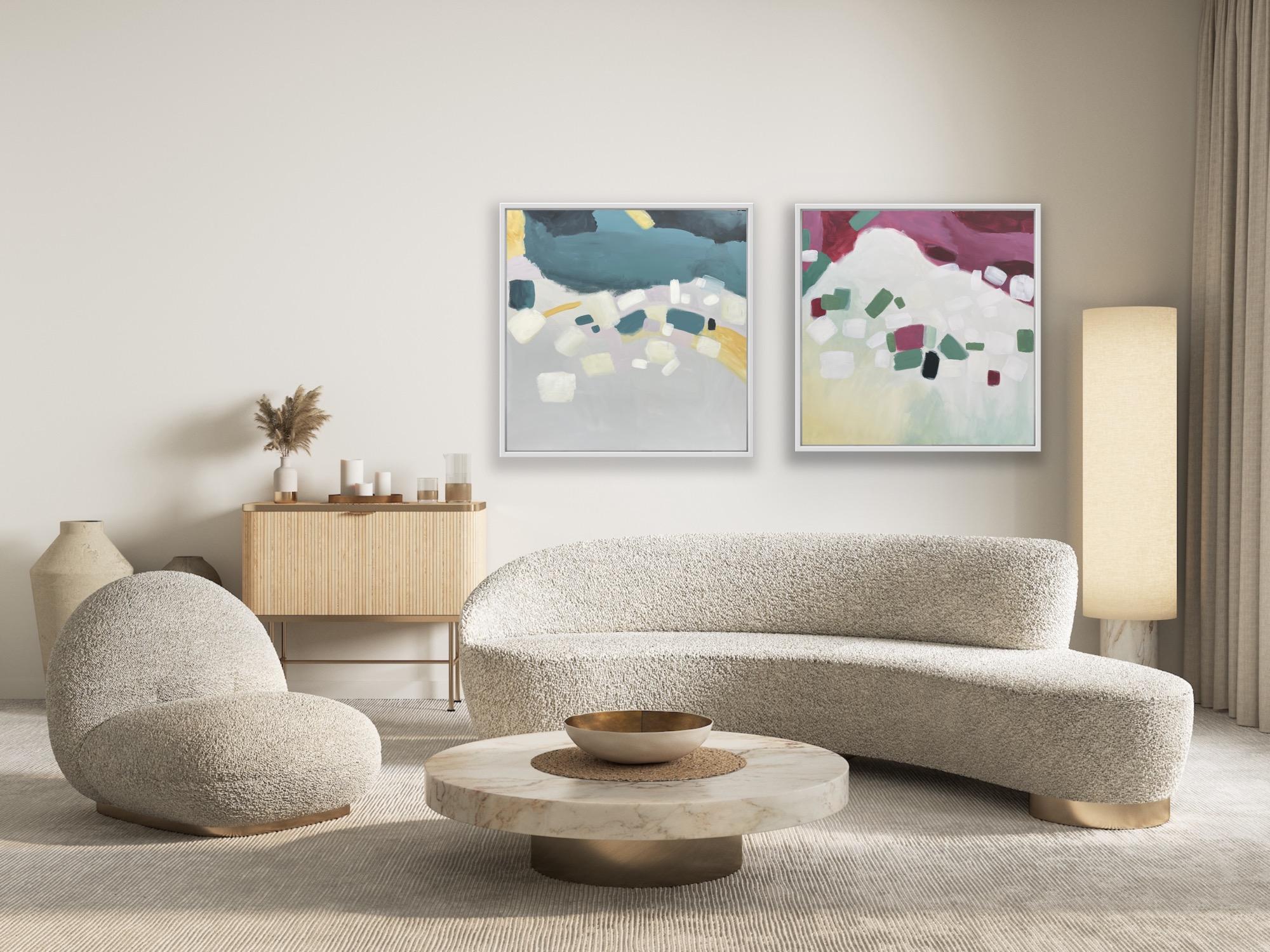 Coastal Reflections II und Pink Coastal Reflections Diptychon, Original-Porträt – Painting von Fleur park