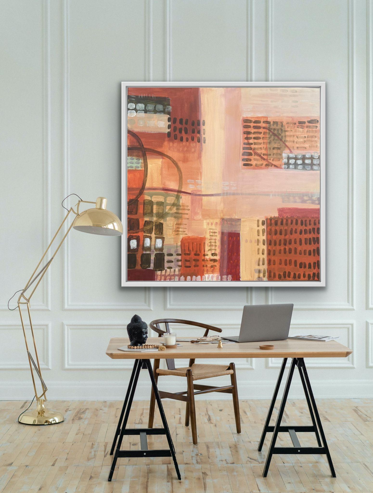 This work is MADE TO ORDER: please allow 5- 10 days for the artist to make the artwork.

An acrylic on canvas painting exploring the difference between the artist's history with both the city of London and rural Oxfordshire in England. Abstract