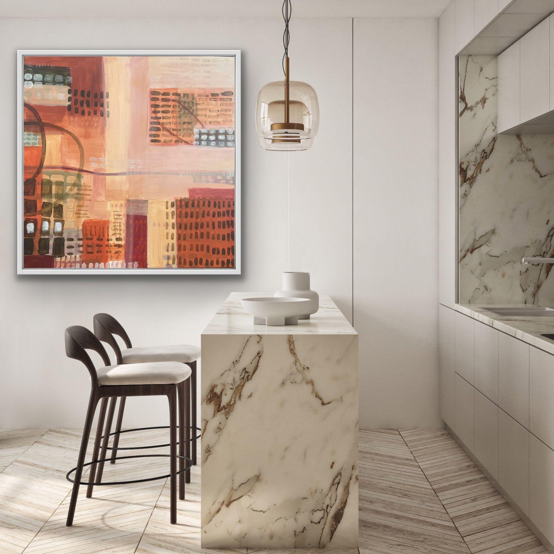 Countryside VS City 2, Original painting, Abstract Landscape, Geometric, Pattern For Sale 1