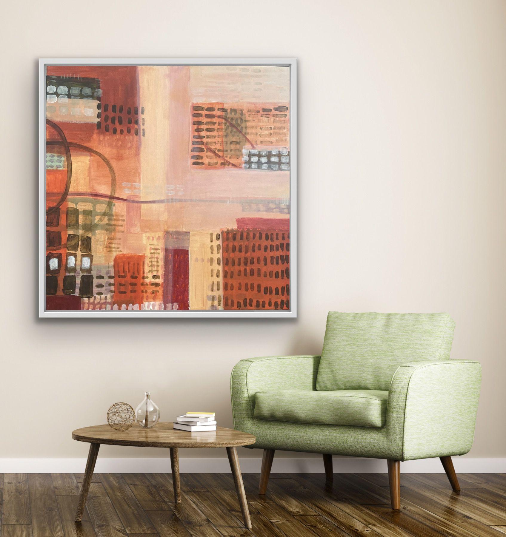 Countryside VS City 2, Original painting, Abstract Landscape, Geometric, Pattern For Sale 4