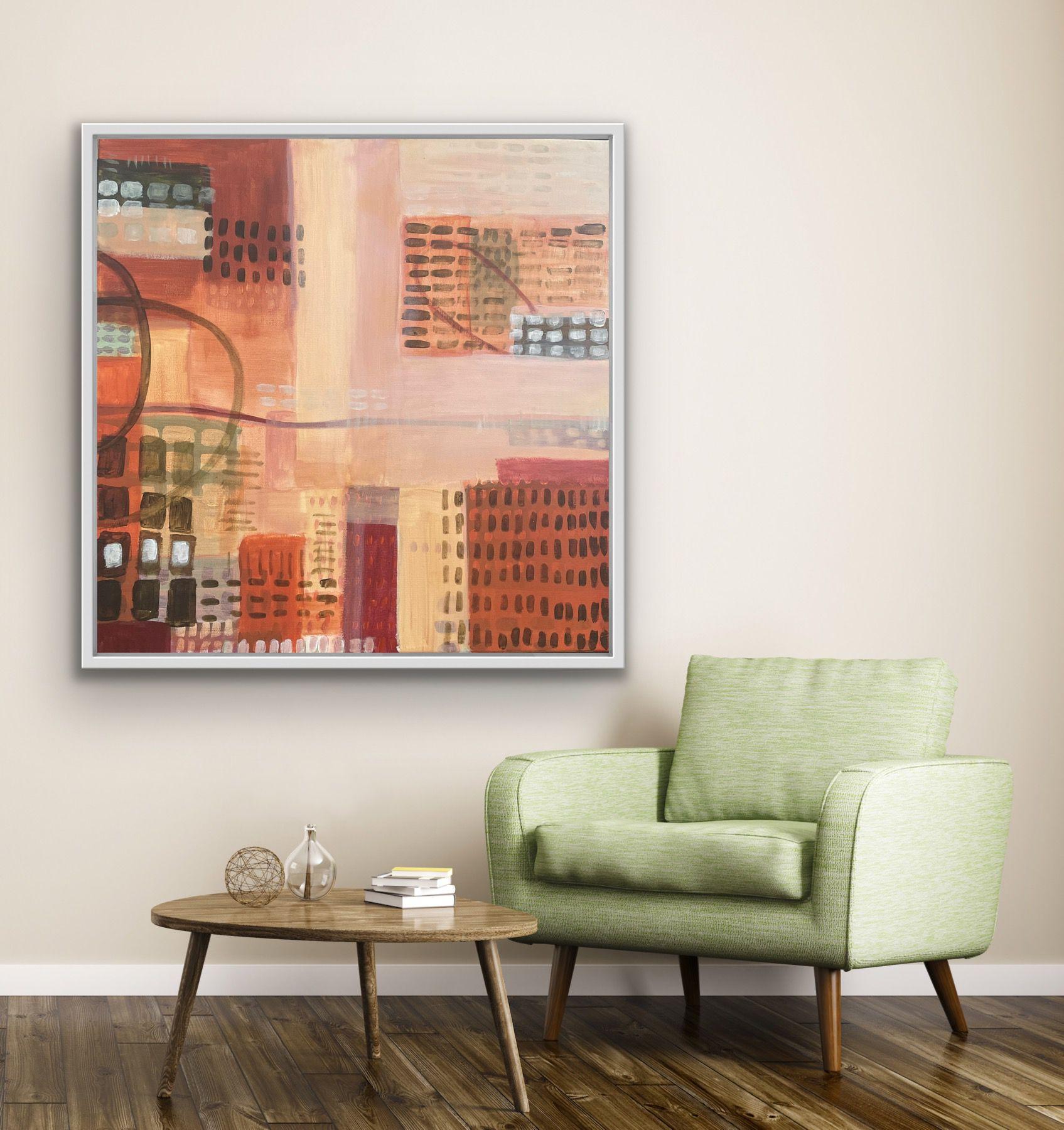 Countryside VS City 2, Original painting, Abstract Landscape, Geometric, Pattern For Sale 3