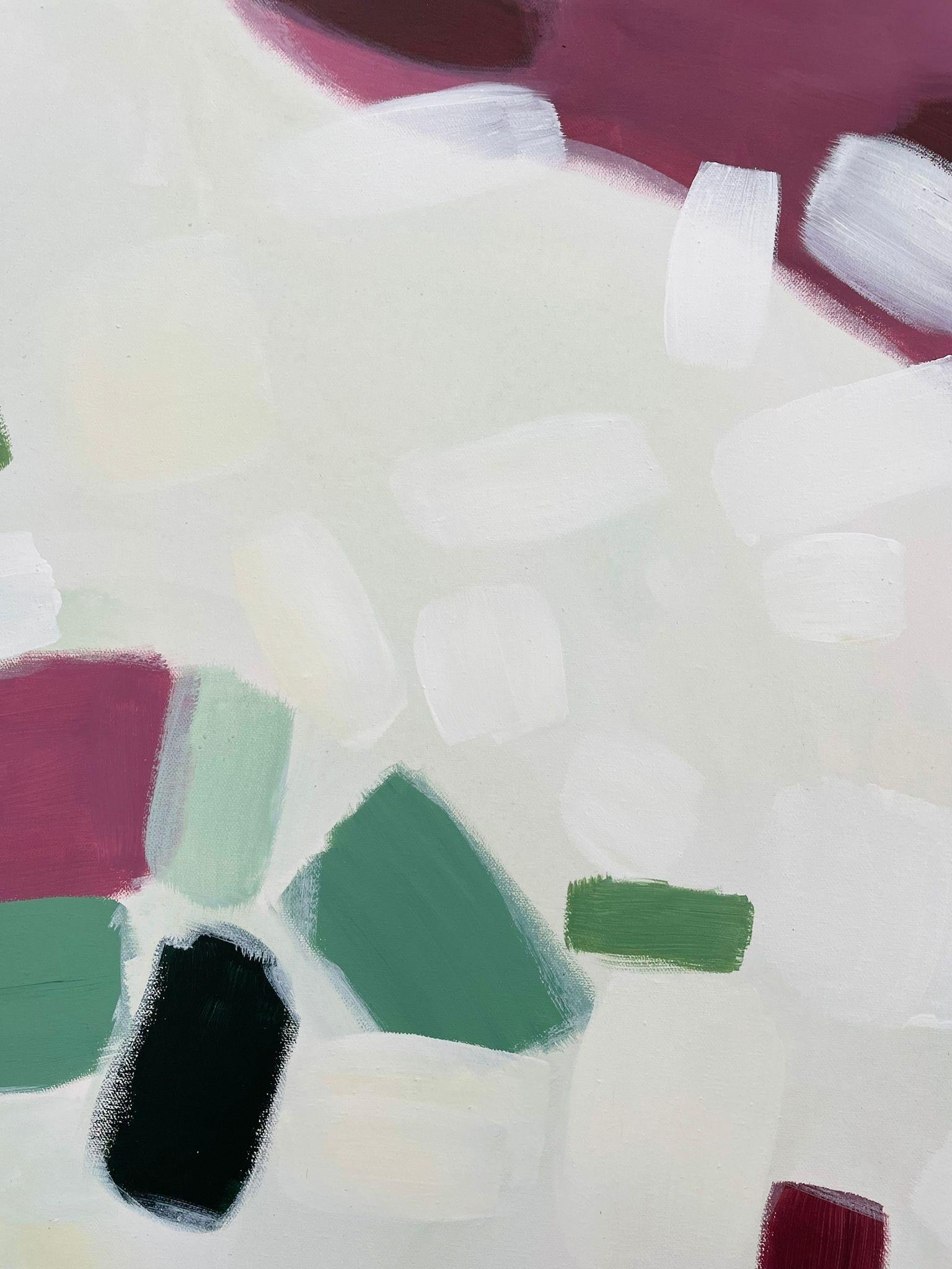 Diptych of Coastal Abstraction Green and Pink and Pink Coastal Reflections For Sale 6