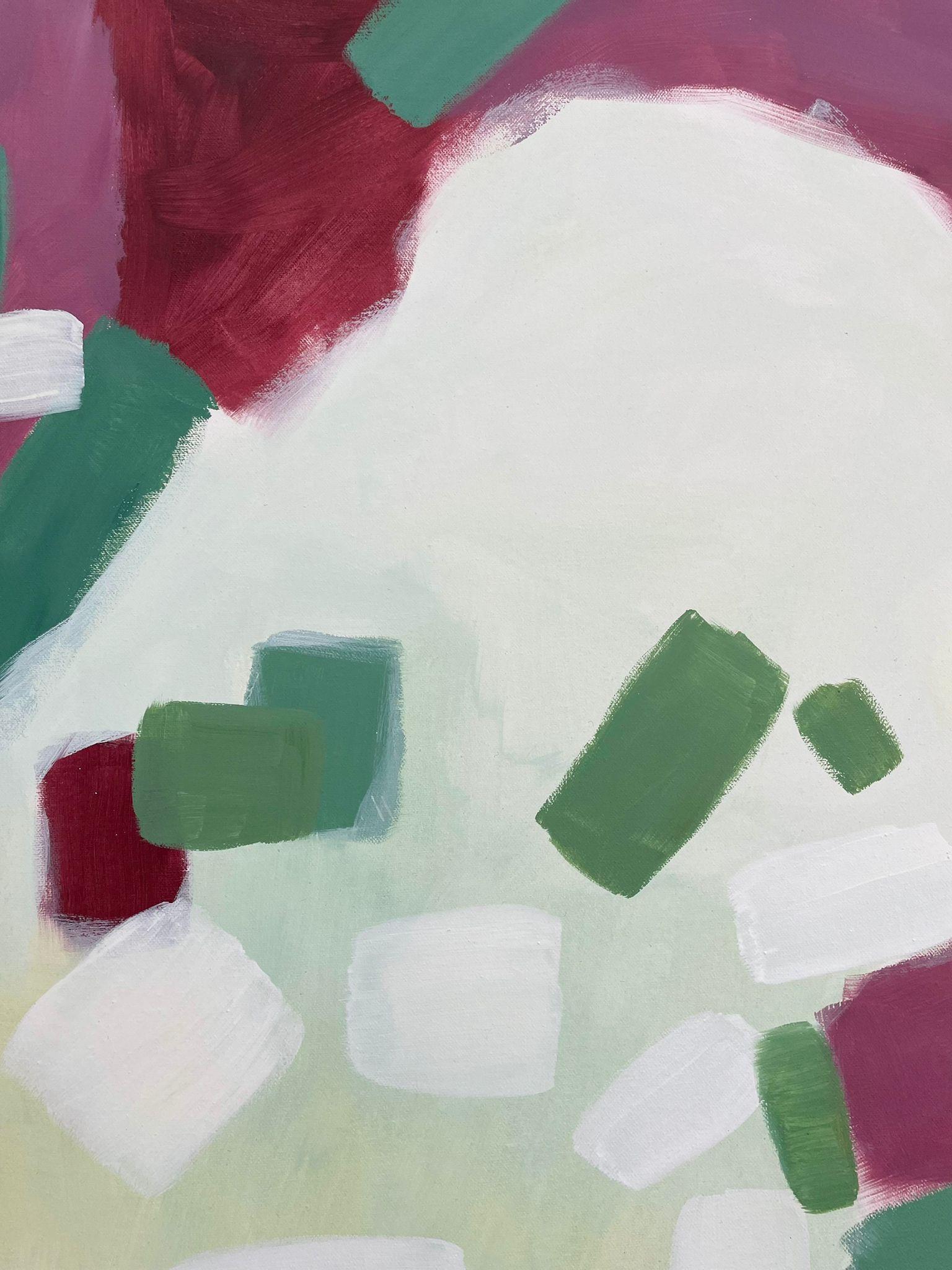 Diptych of Coastal Abstraction Green and Pink and Pink Coastal Reflections For Sale 7
