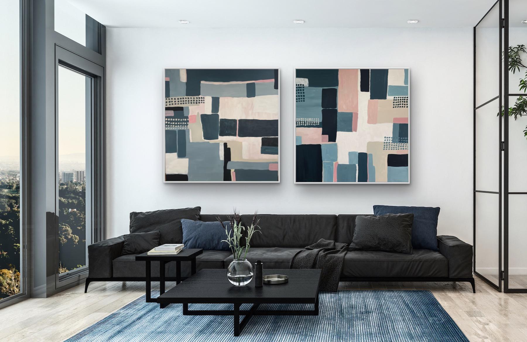 Diptych of Field Patterns, Original panting, Abstract, Geometric, Patterns For Sale 2