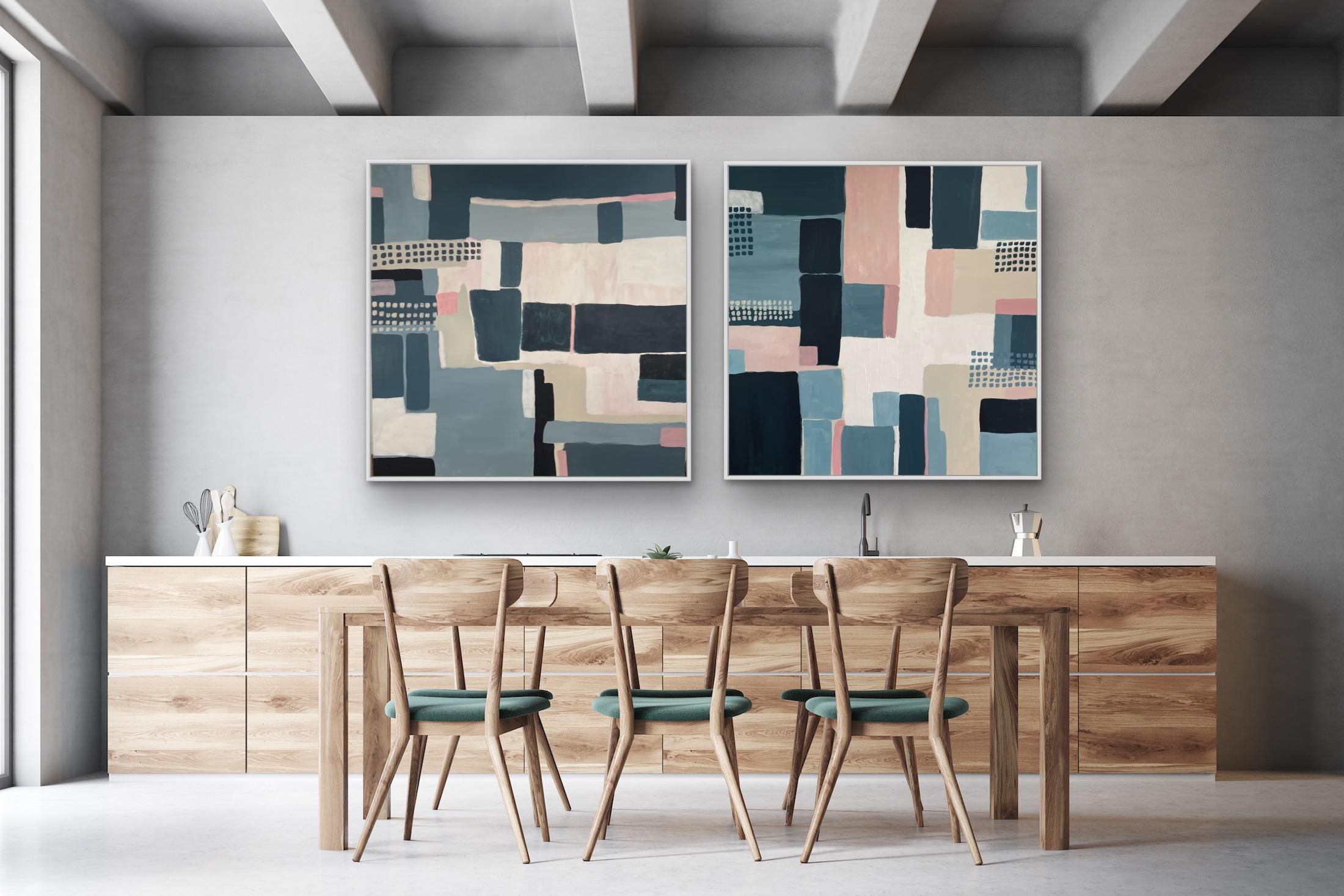 Diptych of Field Patterns, Original panting, Abstract, Geometric, Patterns For Sale 4