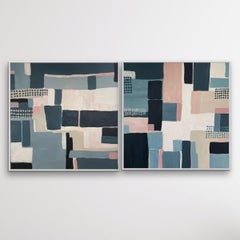 Diptych of Field Patterns, Original panting, Abstract, Geometric, Patterns