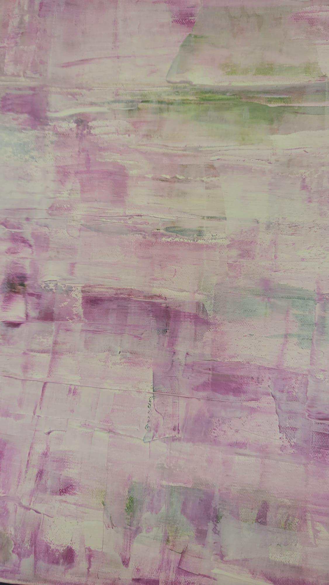 Dittico Crepuscolo e Campi Infiniti, Originale, Astratto, Arte rosa in vendita 1