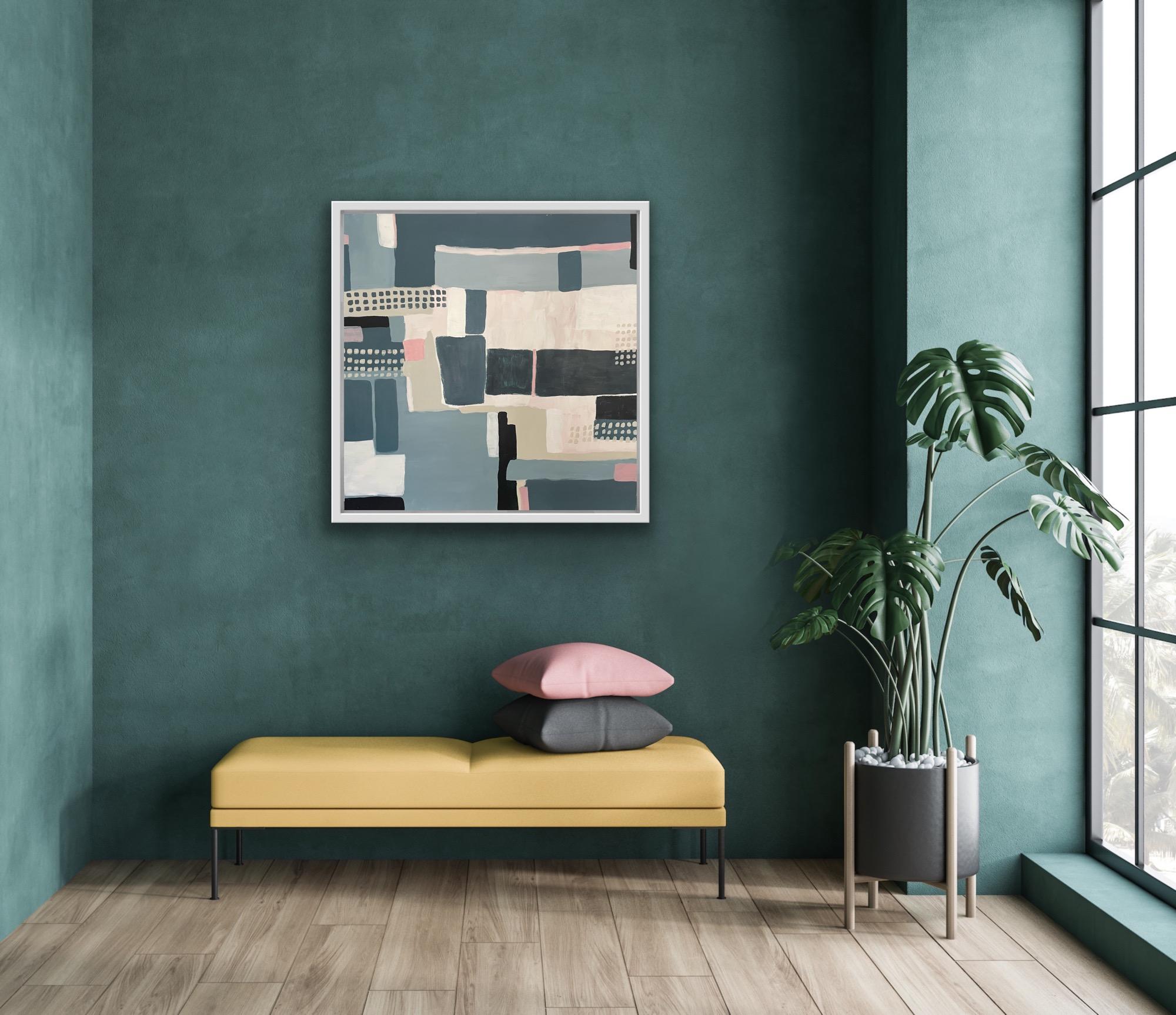 Field Patterns Blue, Original painting, Abstract, Geometric, Shapes, Landscape For Sale 5