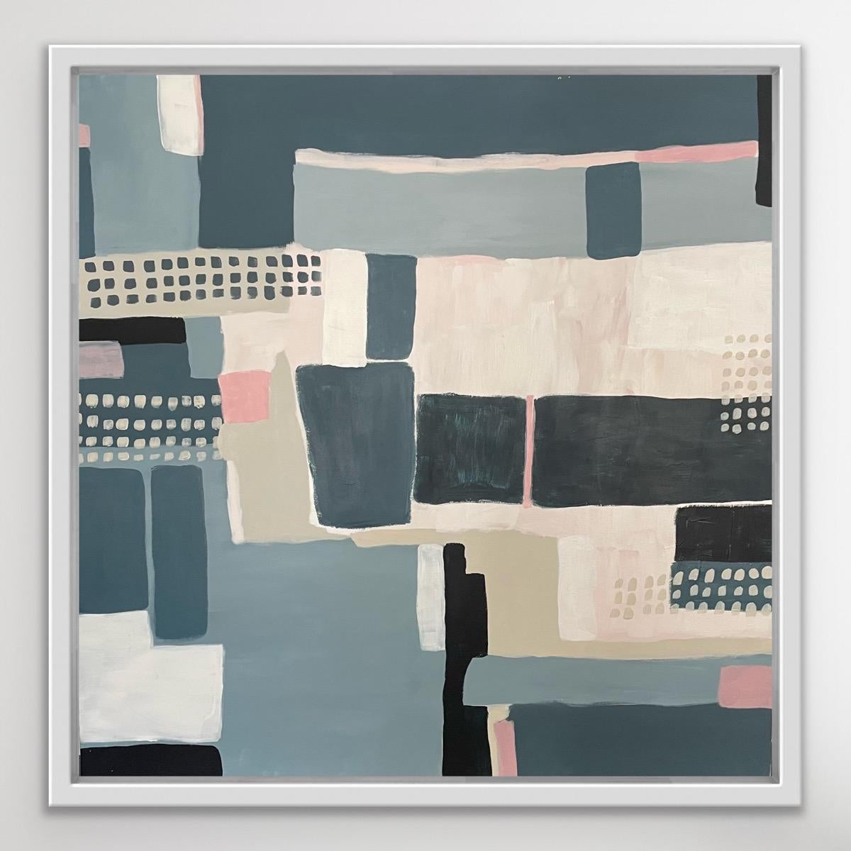 Field Patterns Blue, Original painting, Abstract, Geometric, Shapes, Landscape - Painting by Fleur park