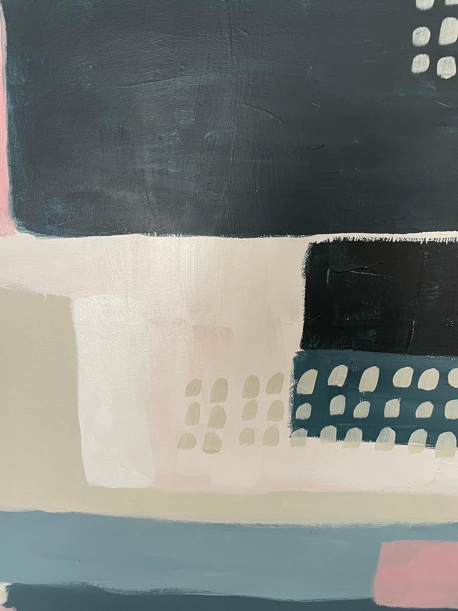 Field Patterns Blue, Original painting, Abstract, Geometric, Shapes, Landscape - Abstract Geometric Painting by Fleur park