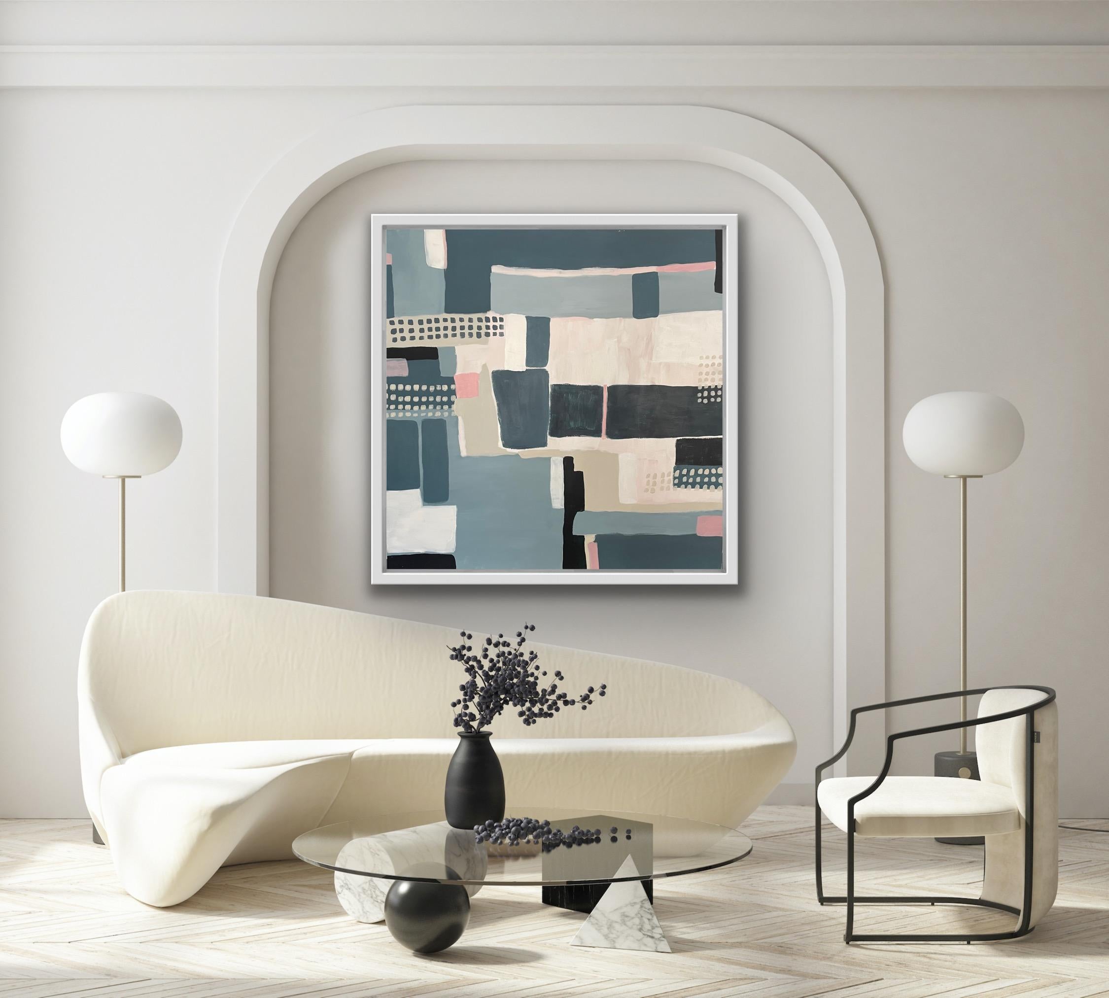 Field Patterns Blue, Original painting, Abstract, Geometric, Shapes, Landscape For Sale 3