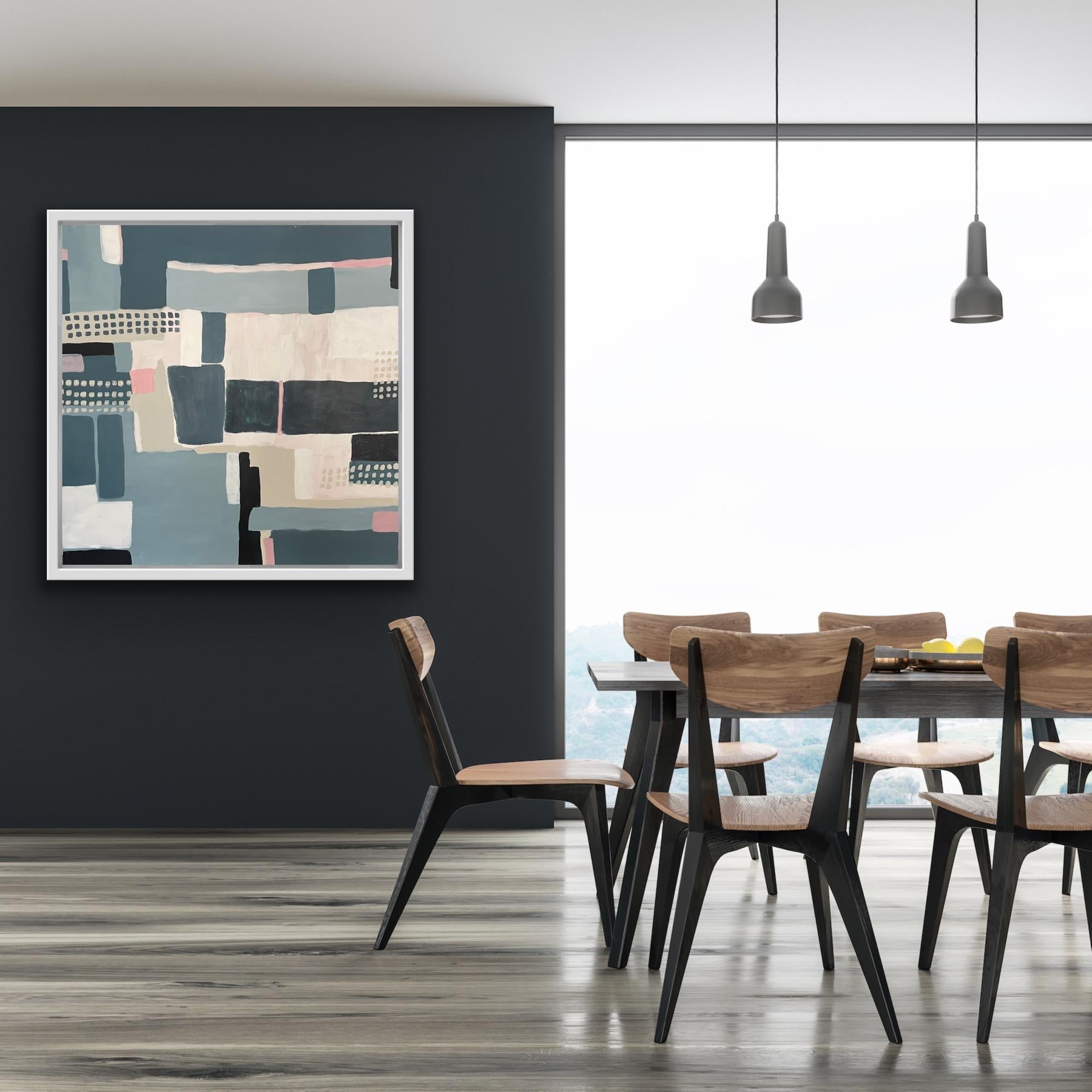 Field Patterns Blue, Original painting, Abstract, Geometric, Shapes, Landscape For Sale 4