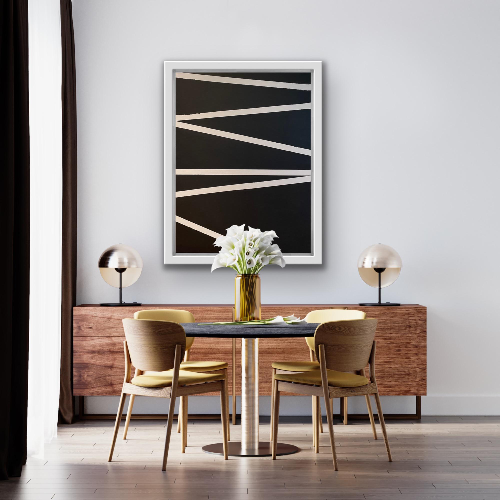 Line Formation I, Original painting, Abstract, Geometrical - Black Abstract Painting by Fleur park