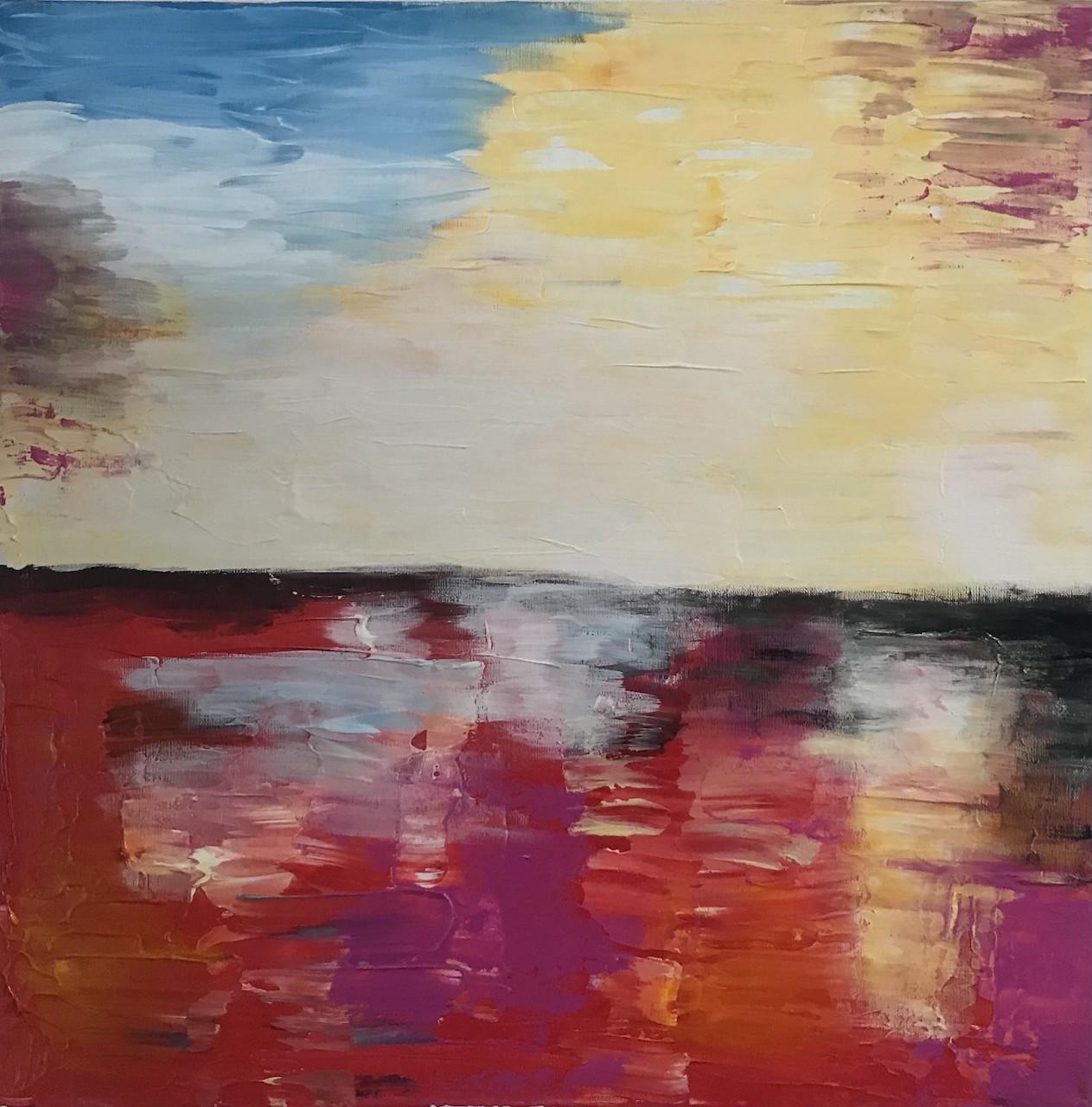 Platonic Reflections by Artist Fleur Park is an original painting. The scene depicts the beautiful glow and reflection of the setting sun.

Fleur Park, artist and painter, has abstract and minimalist artworks available at Wychwood Art in our gallery