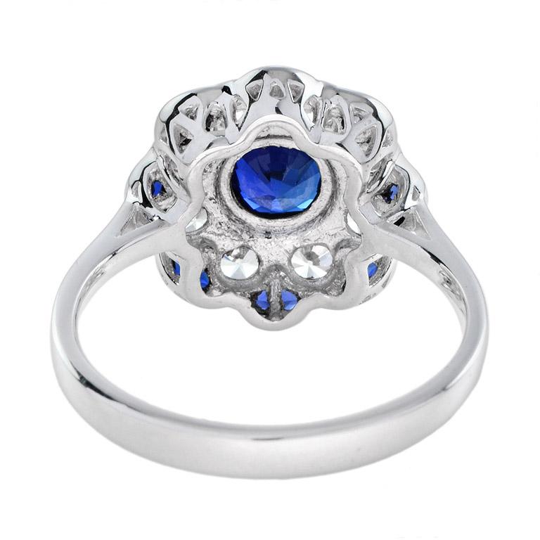 For Sale:  Natural Sapphire and Diamond Art Deco Style Ring in 18K White Gold 5