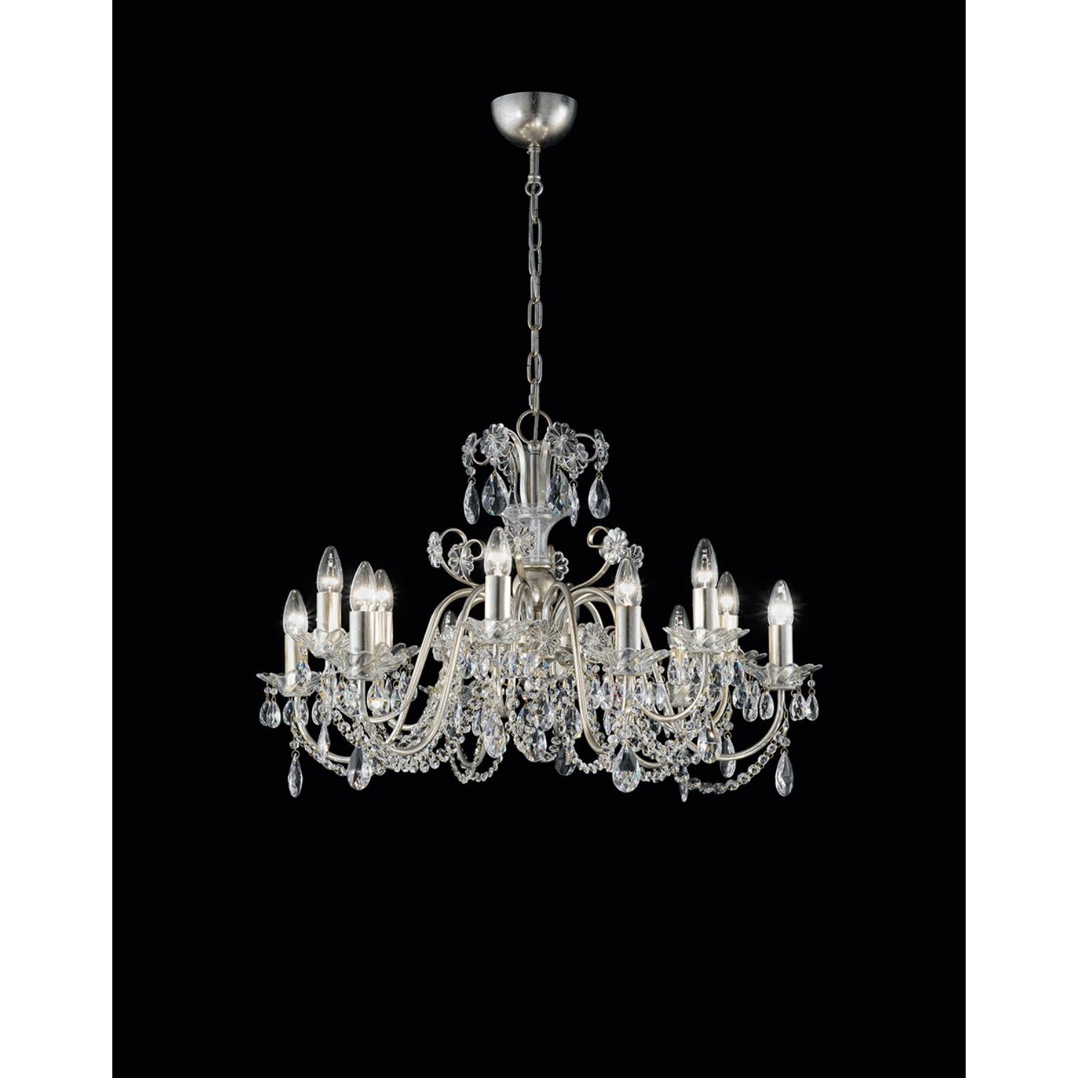 Fleur Rugiada 12 Chandelier by MM Lampadari
Dimensions: Ø 79 x H 55 cm. 
Materials: Metal and Murano glass.

All our lamps can be wired according to each country. If sold to the USA it will be wired for the USA for instance. Please contact us.

An