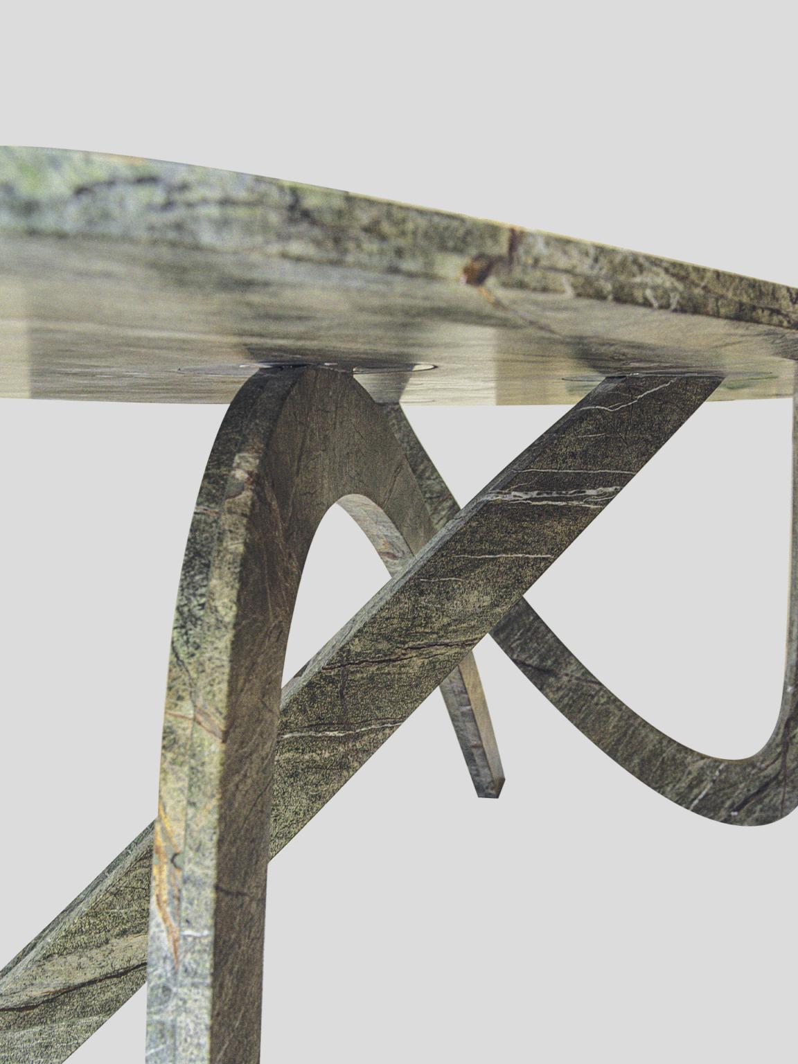 Table de salle à manger contemporaine sculpturale en marbre Fleur par dAM Atelier Neuf - En vente à San Paolo D'argon, BG