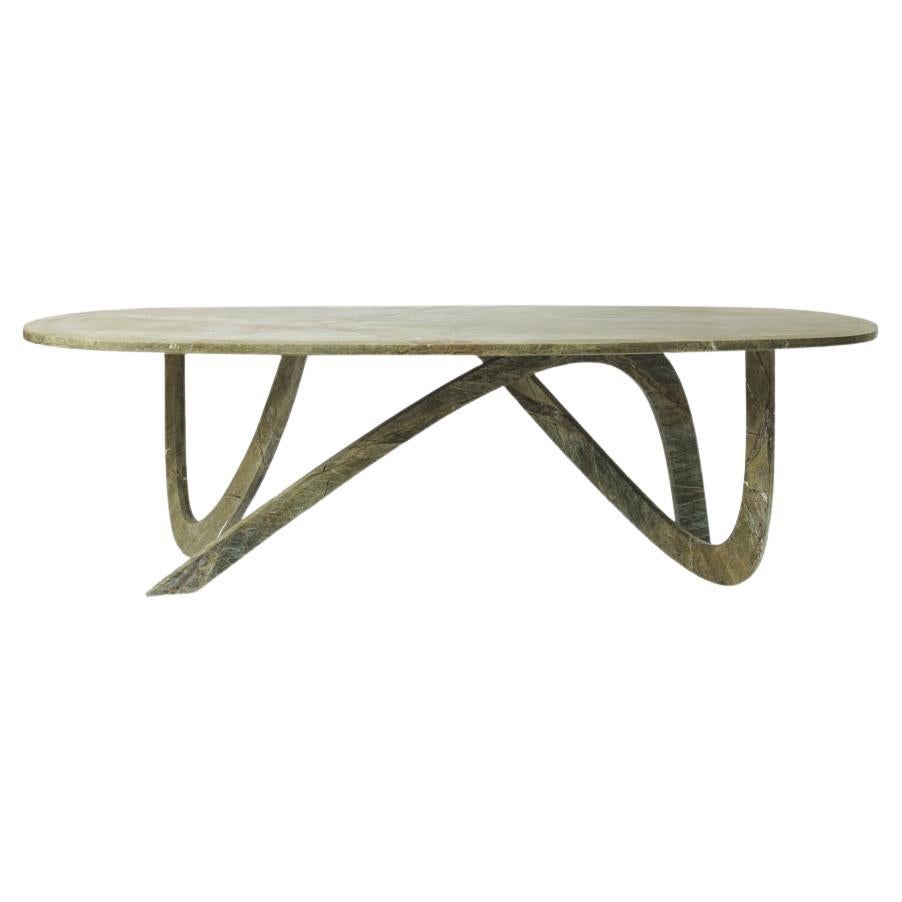 Table de salle à manger contemporaine sculpturale en marbre Fleur par dAM Atelier en vente