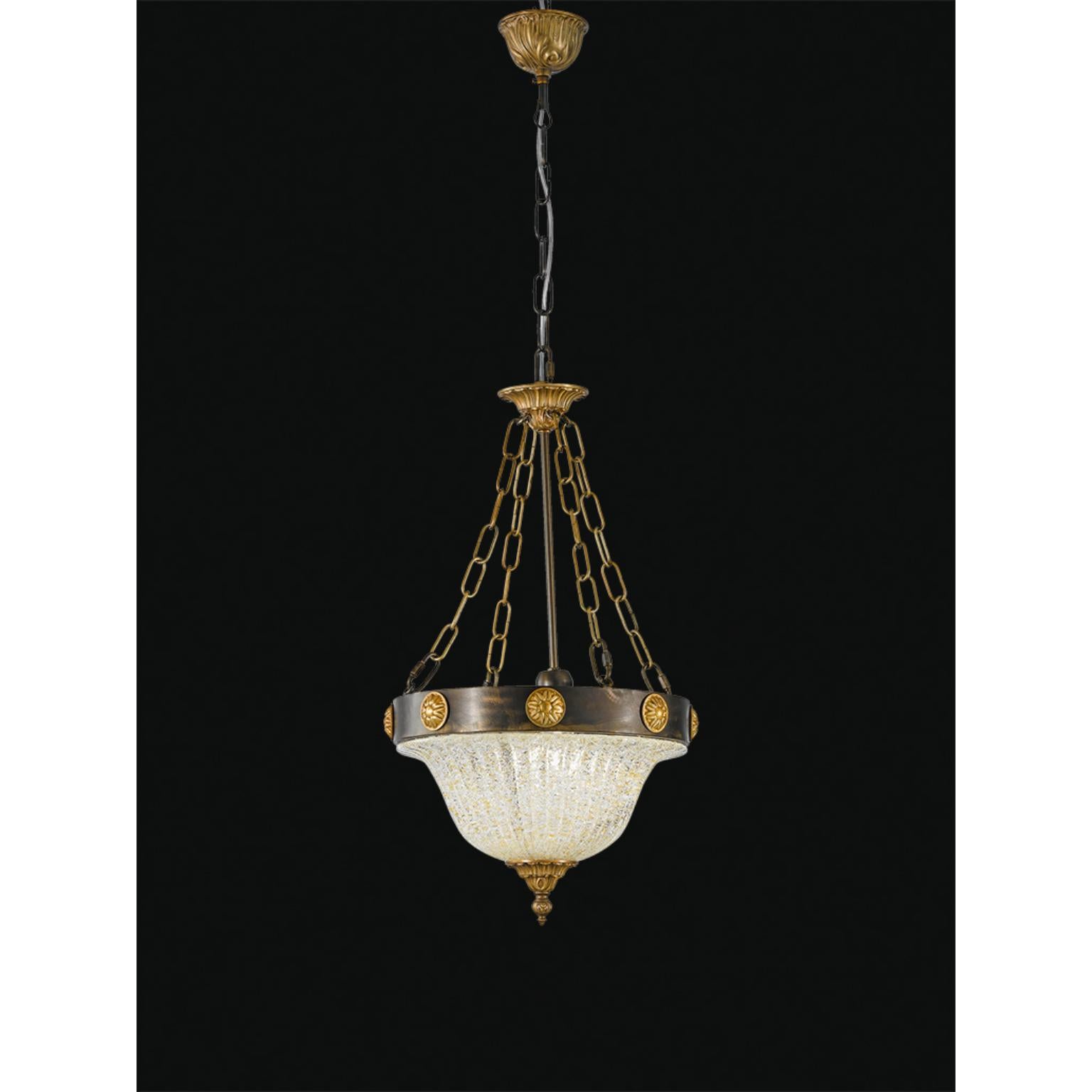 Lampada a sospensione Fleur Sparta di MM Lampadari
Dimensioni: Ø 35 x H. 61 cm. 
Materiali: Metallo e vetro di Murano.

Tutte le nostre lampade possono essere cablate a seconda del Paese. Se viene venduto negli Stati Uniti, sarà cablato per gli