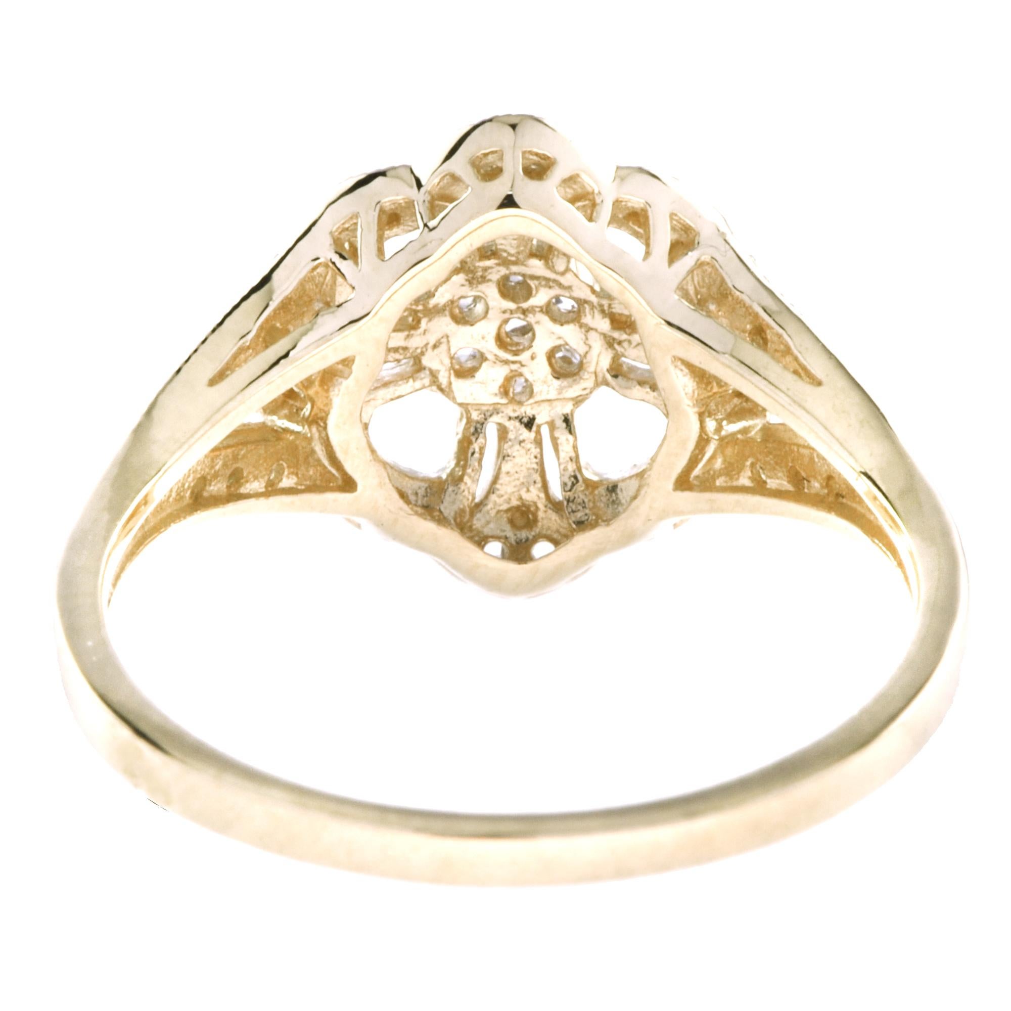 For Sale:  Vintage Style Diamond Flower Ring in 18K Yellow Gold 5