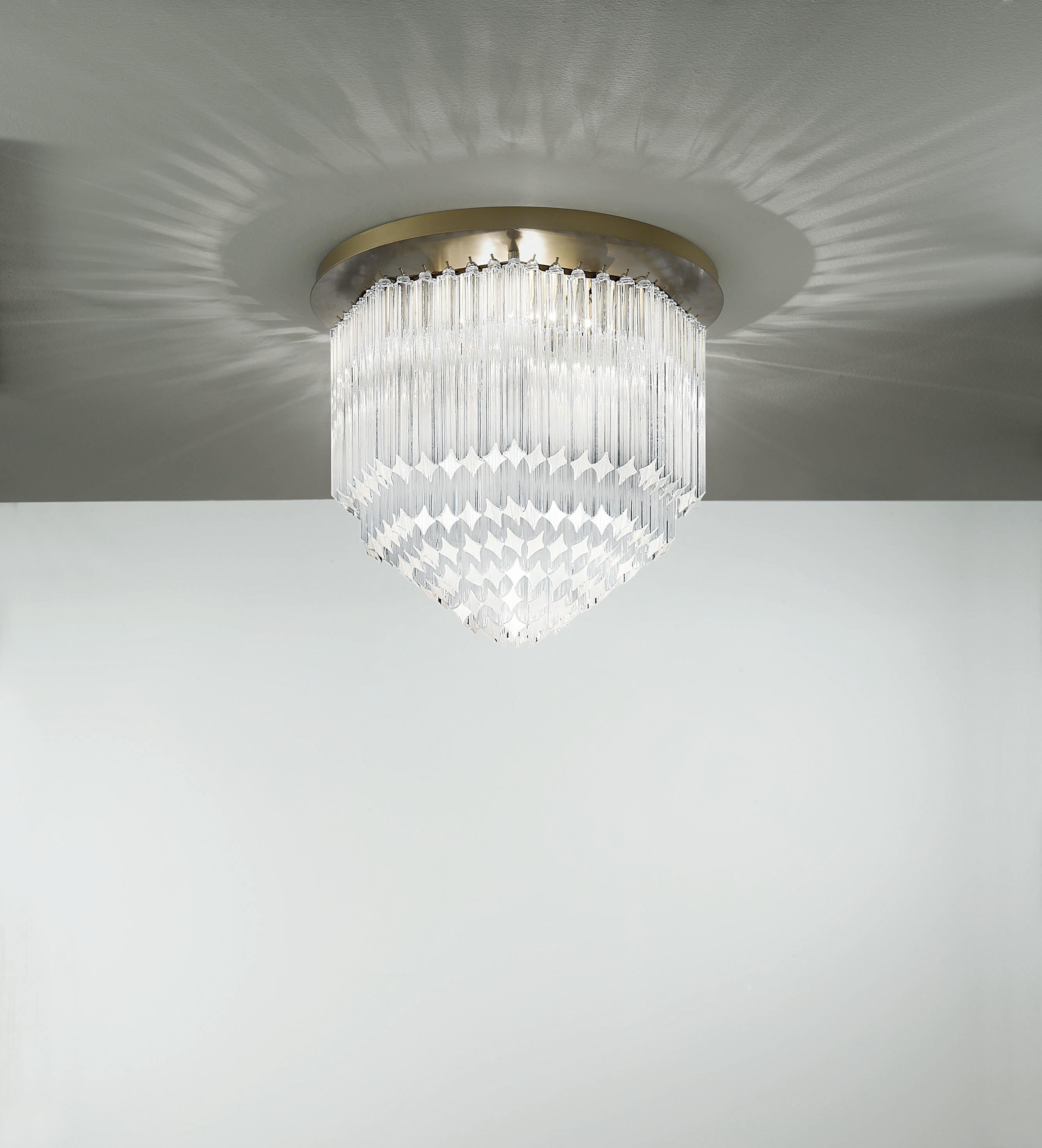 Fleur Topazio Ceiling Lamp by MM Lampadari
Dimensions: Ø 60 x H 55 cm. 
Materials: Metal and crystal glass.

All our lamps can be wired according to each country. If sold to the USA it will be wired for the USA for instance. Please contact us.

An