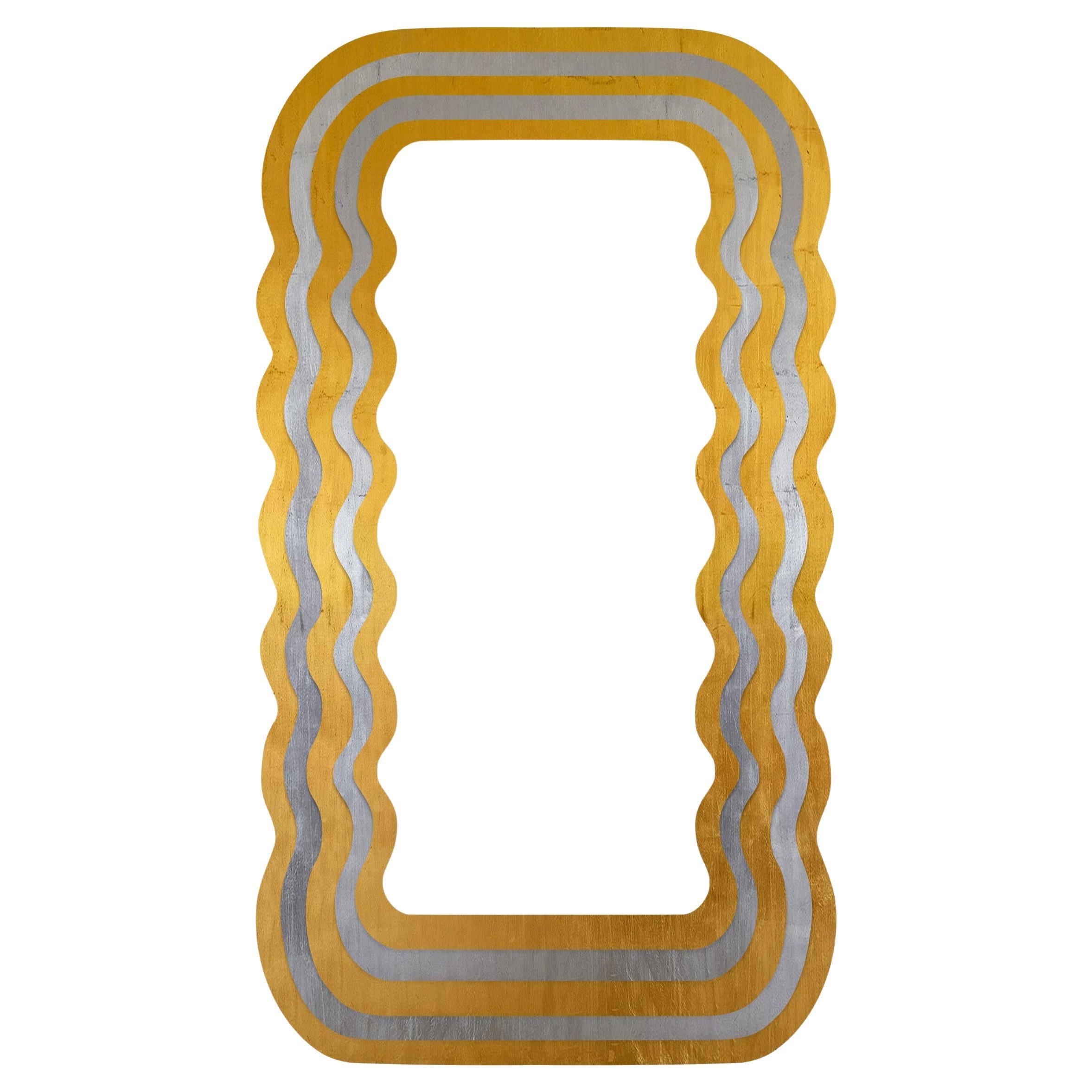 Fleur Wave Mirror in Silver / Gold For Sale