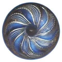 'Fleurons' an Art Deco Blue Opalescent Glass Plate by René Lalique