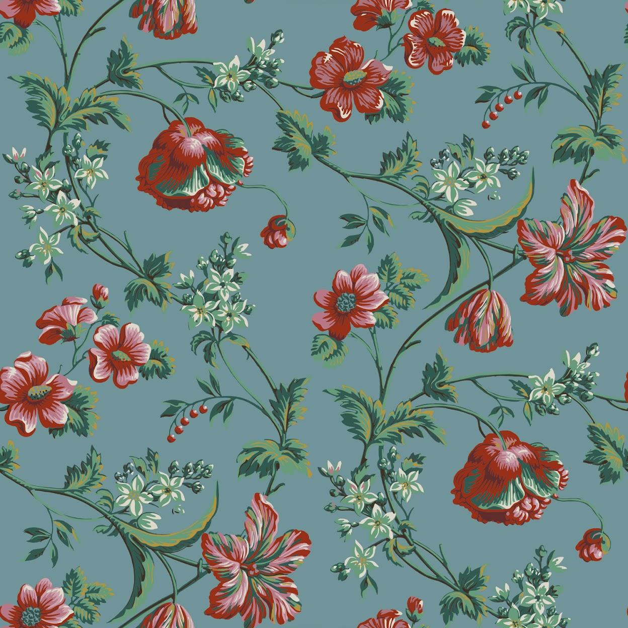 Neoclassical 'Fleurs de Murano‘ wallpaper by Papier Français, collection BNF N°1 For Sale