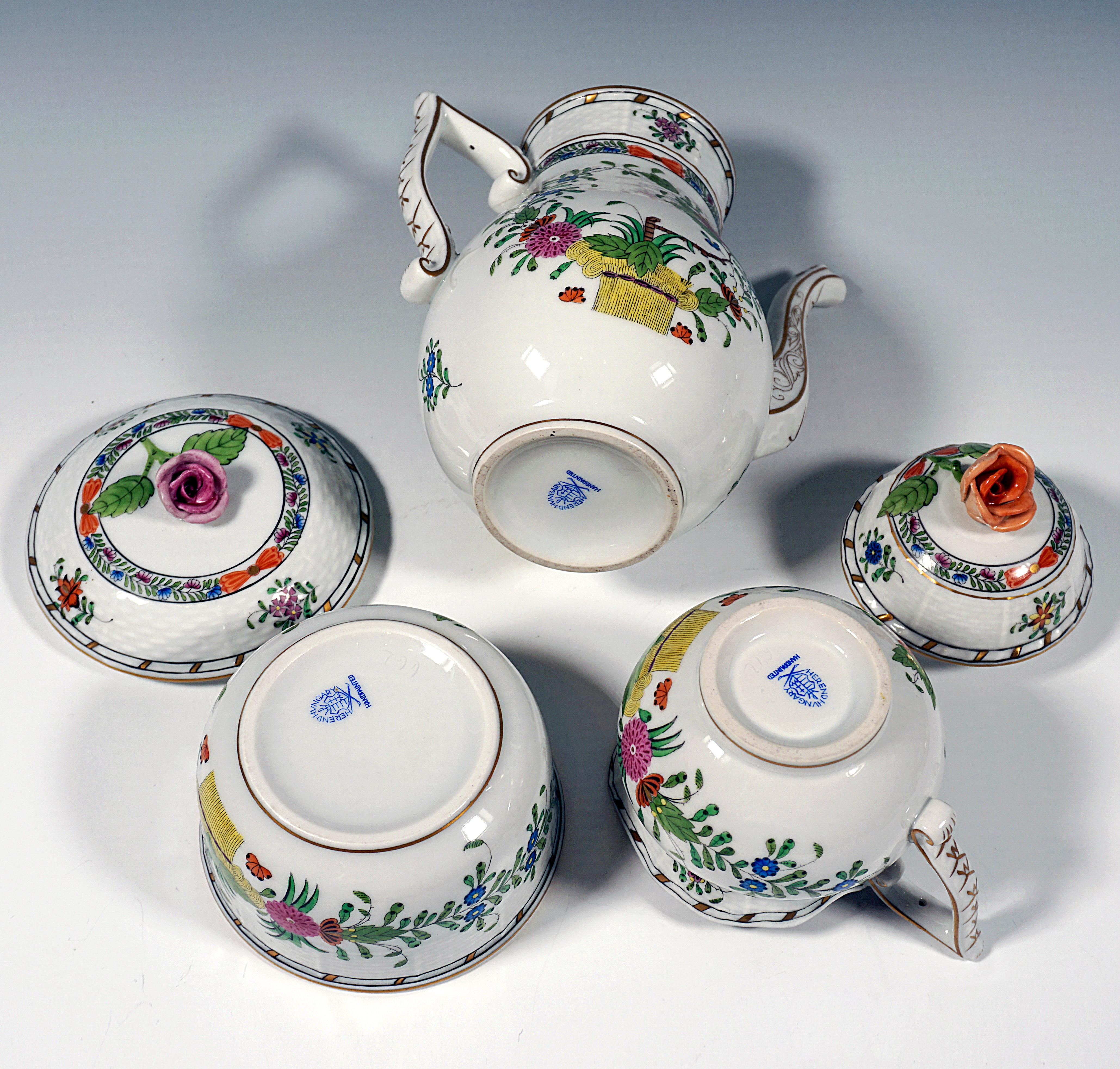 Other Fleurs Des Indes Coffee Set For 8 Persons Herend Hungary 20th Century For Sale