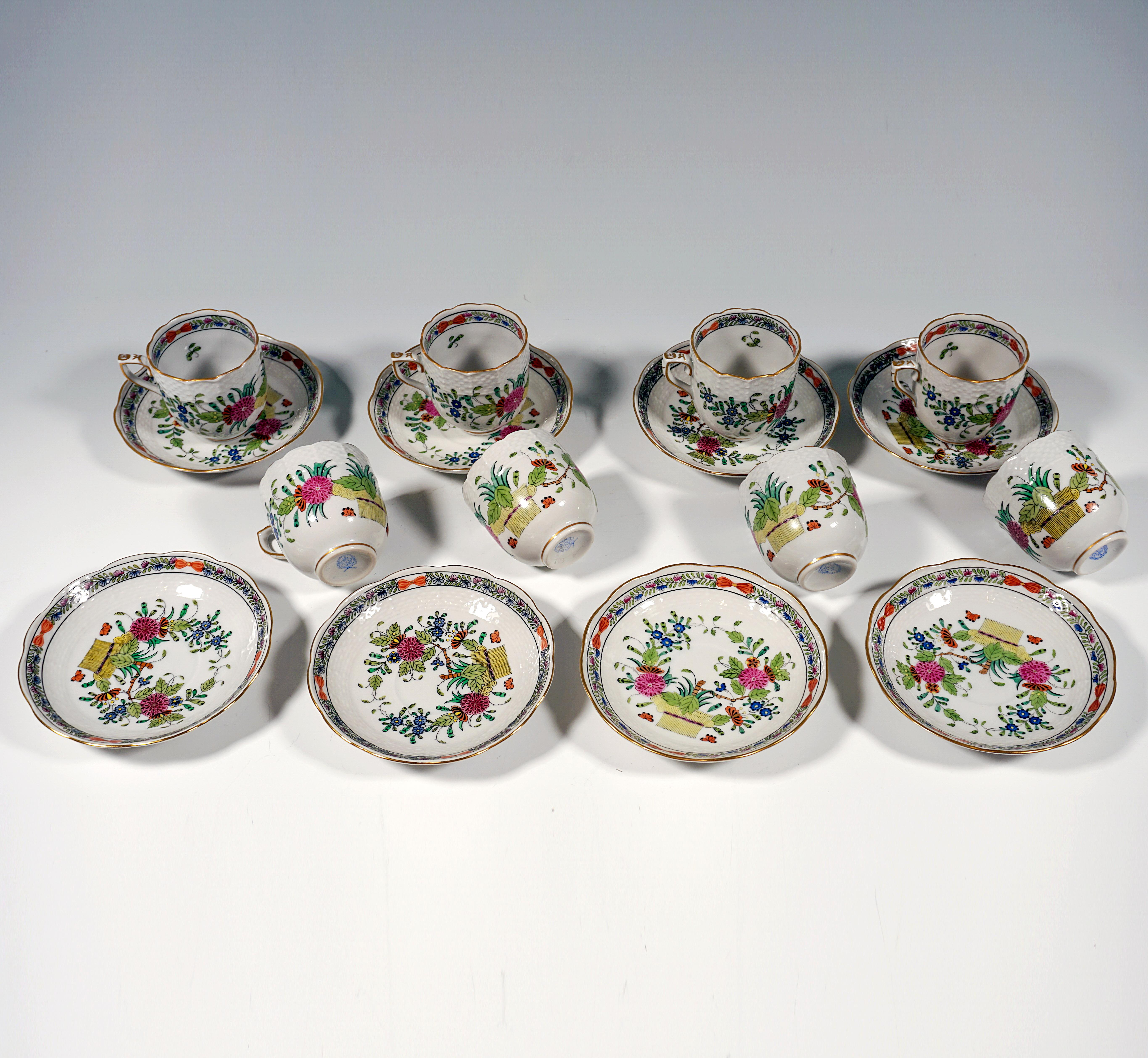 Hungarian Fleurs Des Indes Coffee Set For 8 Persons Herend Hungary 20th Century For Sale