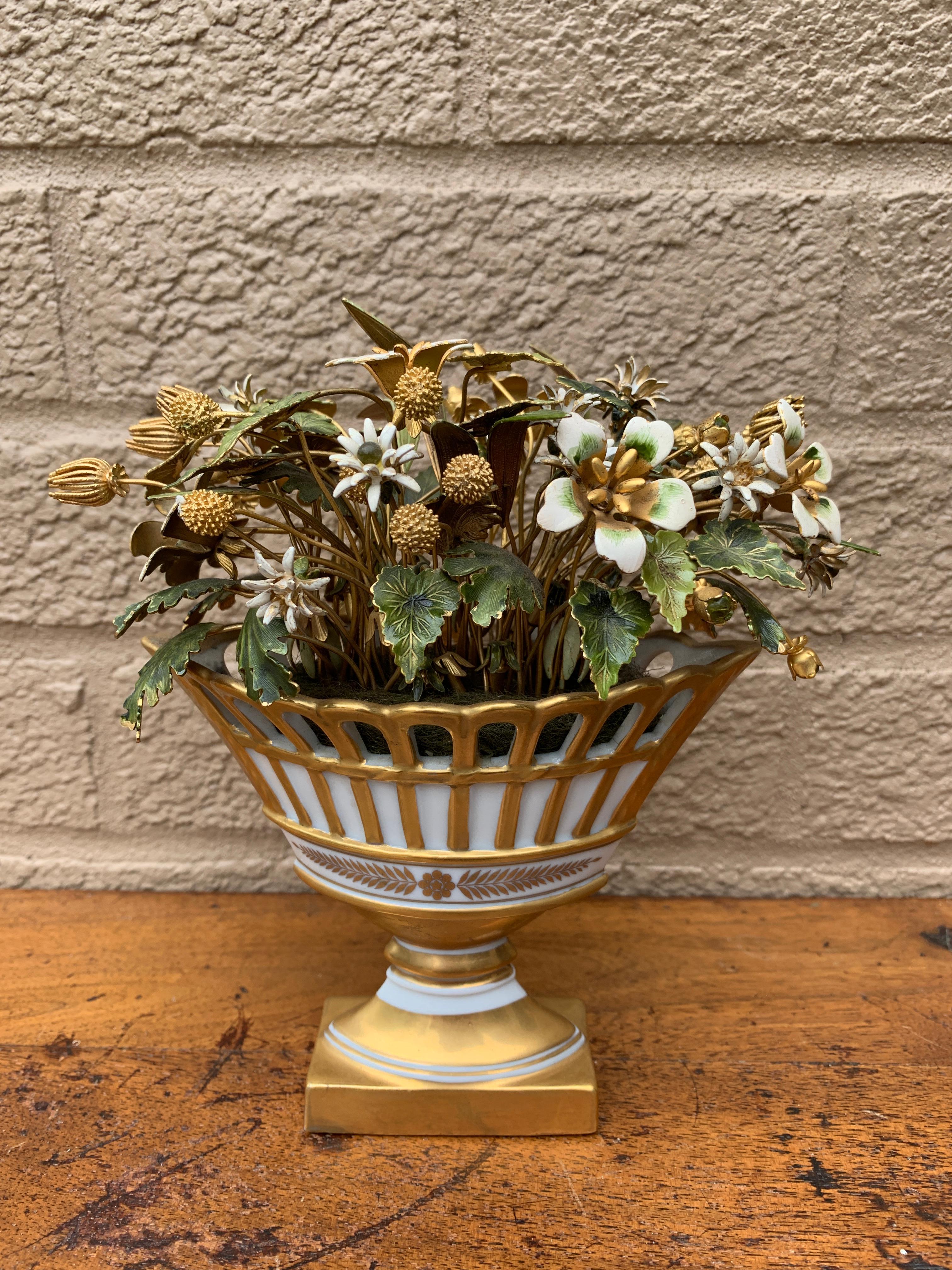 A gorgeous French Provincial style arrangement of enamel flowers, 