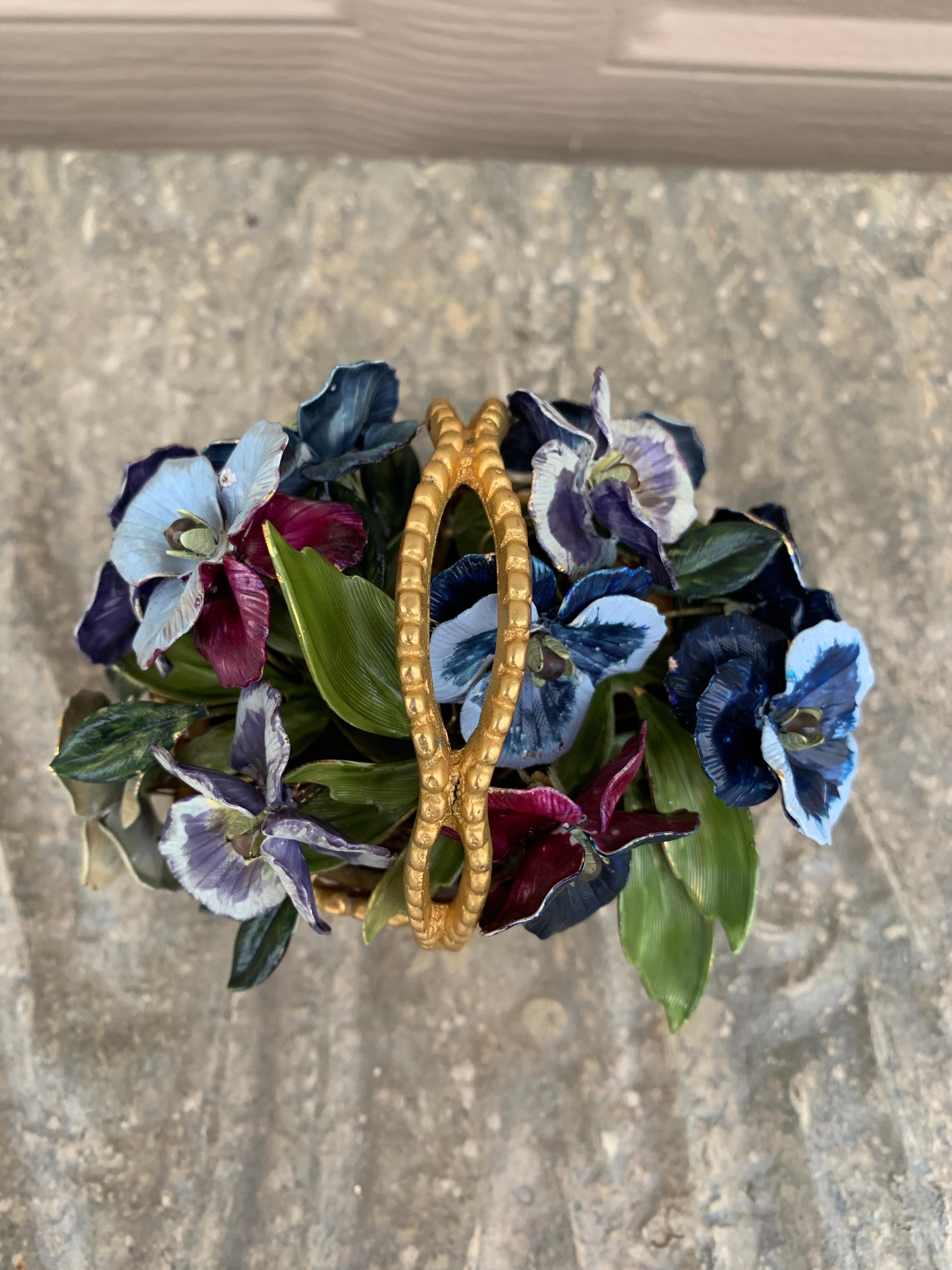 Fleurs Des Siècles Bouquet de pensées en émail par Jane Hutcheson pour Gorham Bon état - En vente à Elkhart, IN