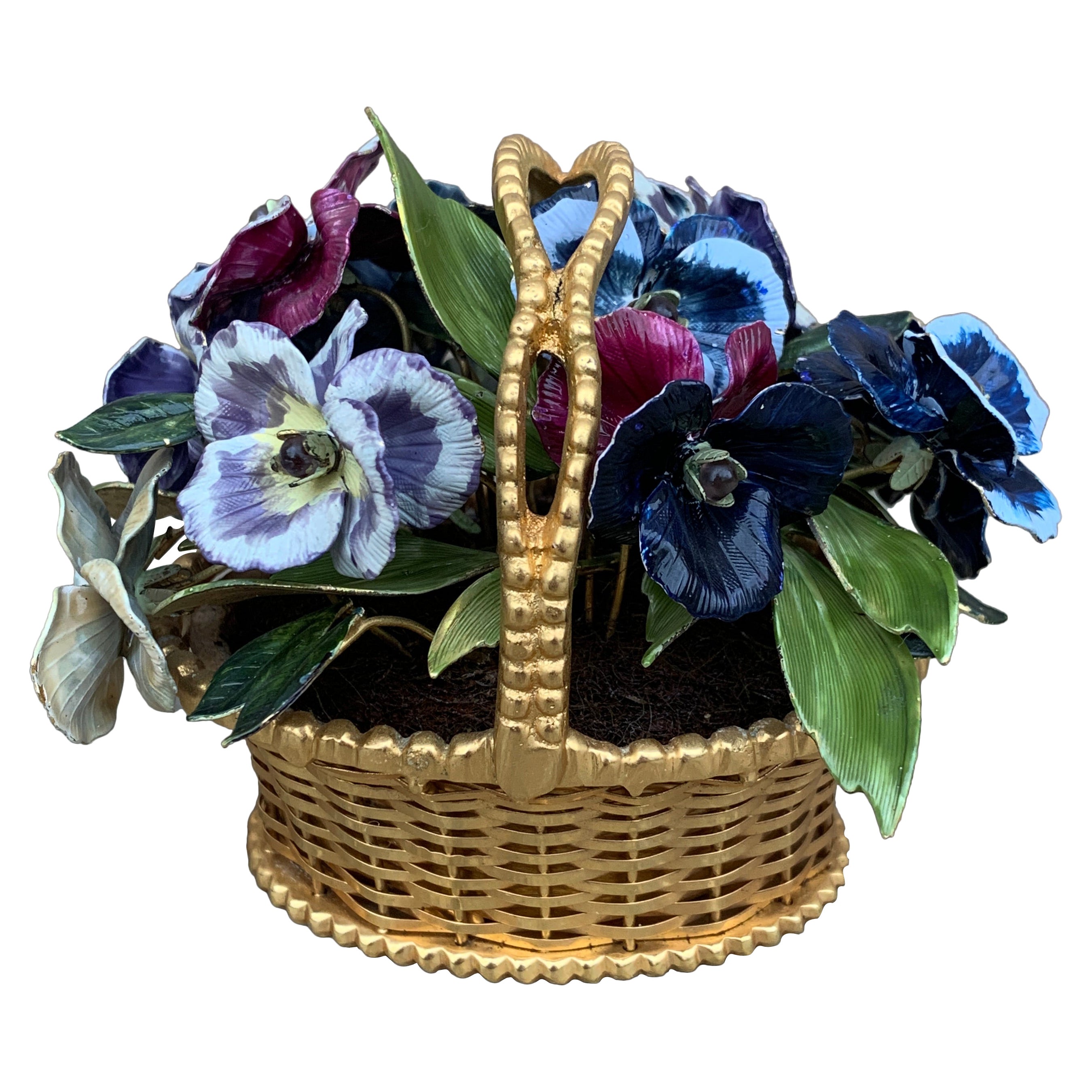 Fleurs Des Siècles Enamel Flower Bouquet of Pansies by Jane Hutcheson for Gorham
