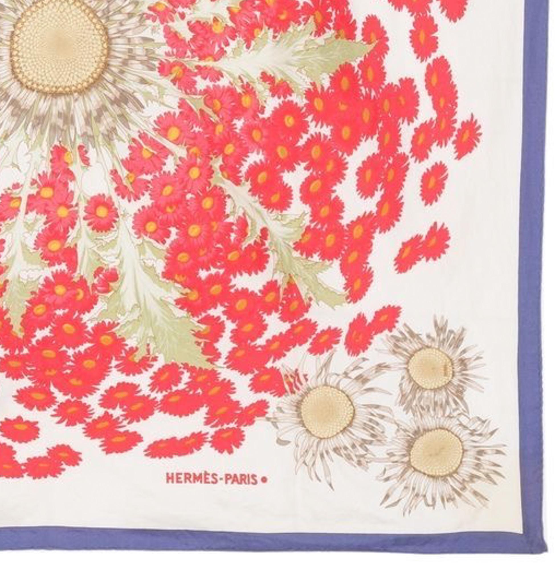 Women's or Men's Fleurs et Carlines by Vladimir Rybaltchenko Silk Scarf For Sale