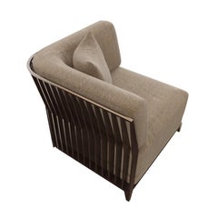 Fauteuil Fleurus par Hugues Chevalier, bronze et cuir artisanal