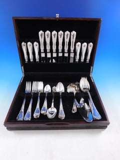 Fleury by Fortunoff Italy Sterling Silver Flatware Set Service Dinner 42 pieces