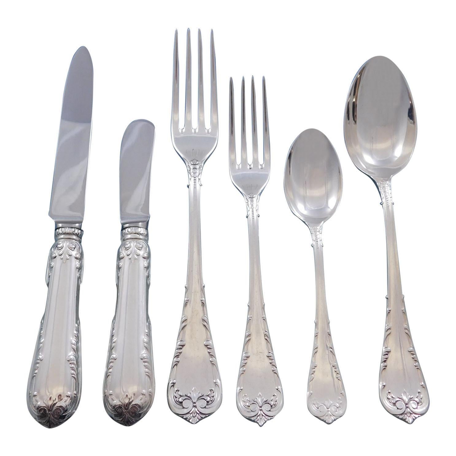 Fleury by Fortunoff Italy Sterling Silver Flatware Set Service Dinner 42 pieces For Sale