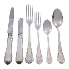 Fleury by Fortunoff Italy Sterling Silver Flatware Set Service Dinner 42 pieces