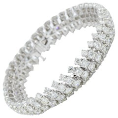 Flex Bracelet with 25.68 Carat of Staggered Diamond Rows in 18 Karat White Gold