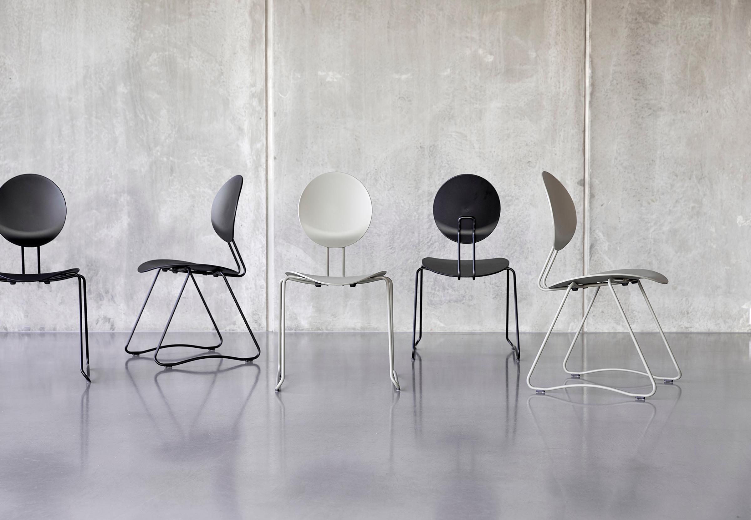 Danish FLEX Chair in Black Powder-Coated Steel Sledge Frame by Verner Panton Quickship