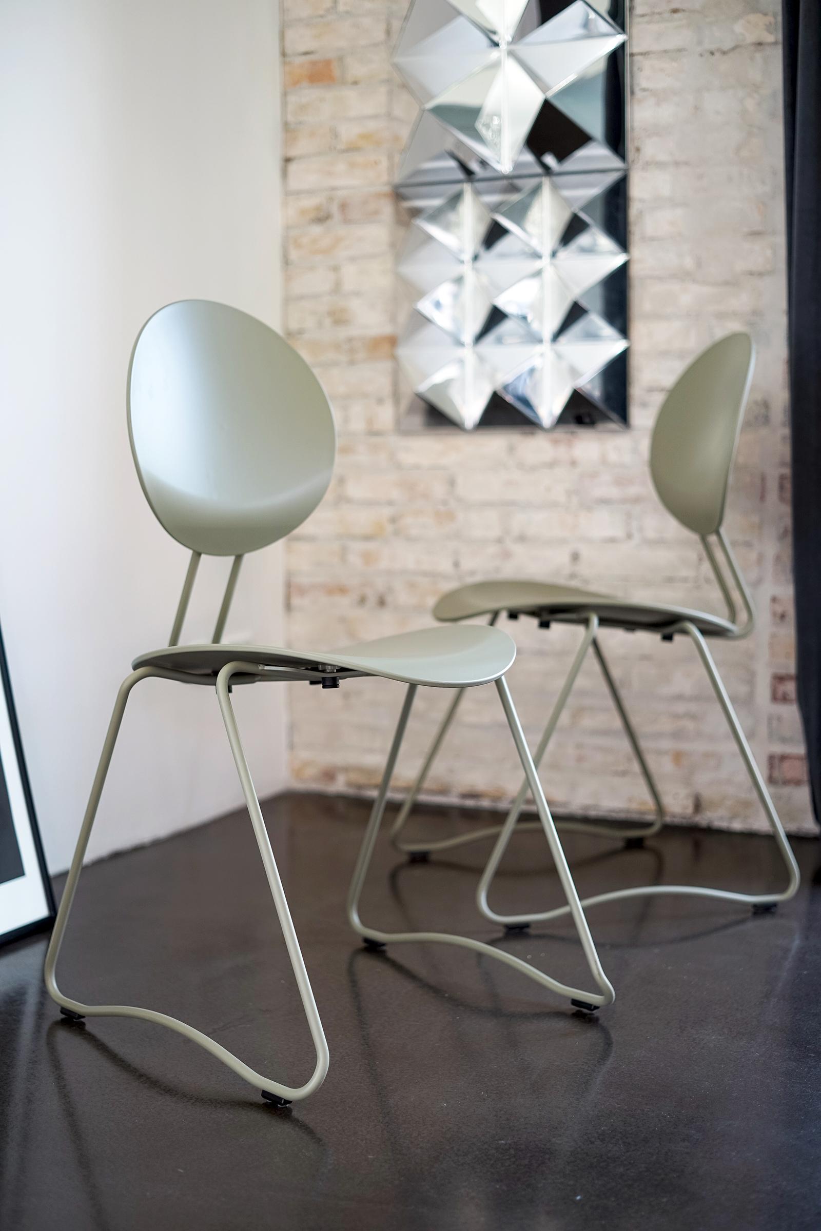 Plastic FLEX Chair in Black Powder-Coated Steel Sledge Frame by Verner Panton Quickship