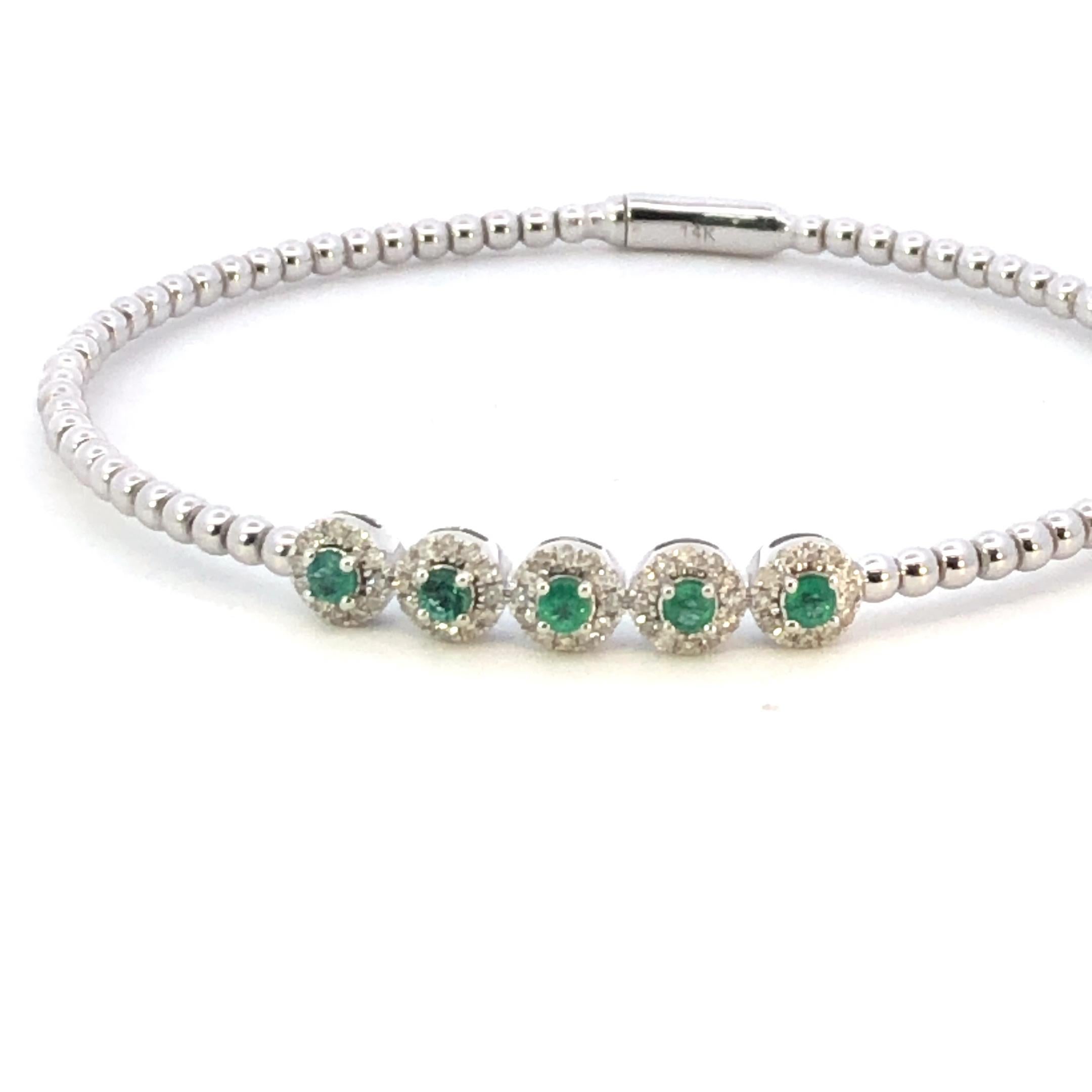 Flex Diamant & Smaragd Armreif D.35ct S.40ct 14kwg für Damen oder Herren im Angebot