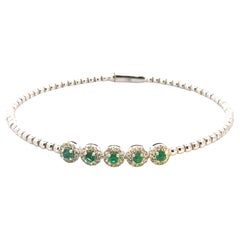 Bracelet jonc Flex diamant et émeraude D.35ct S.40ct 14kwg