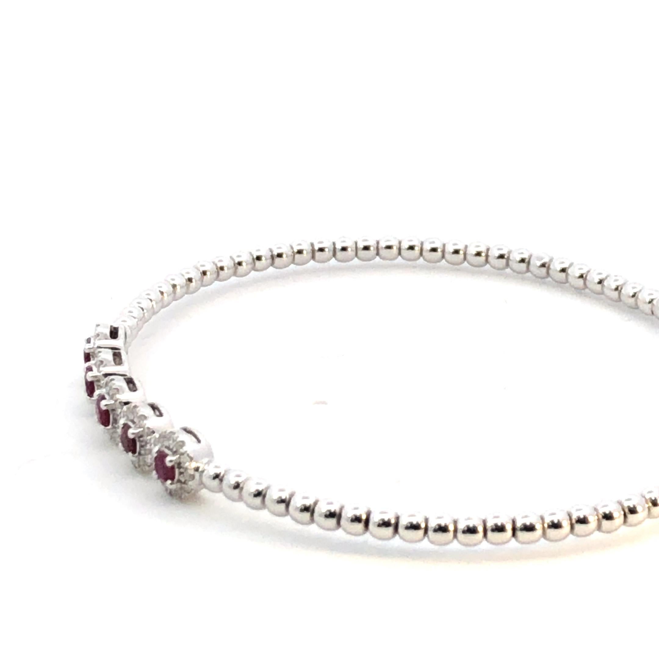 Flex Diamond & Ruby Bangle D.35ct S.40ct 14kwg For Sale 2