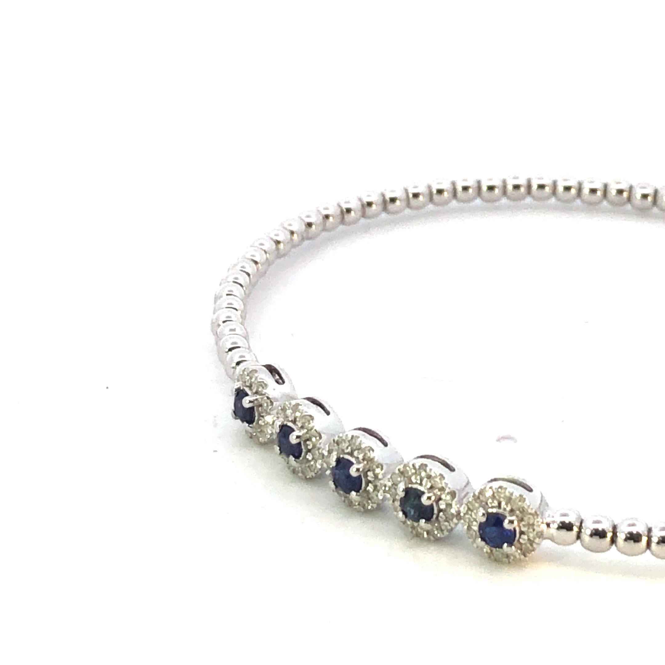 Moderne Bracelet jonc Flex diamant et saphir D.35ct S.40ct 14kwg en vente